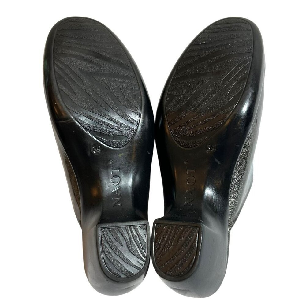 NAOT Pewter Gray Patent Leather Mid Heel Clogs Size 39 - Picture 7 of 9